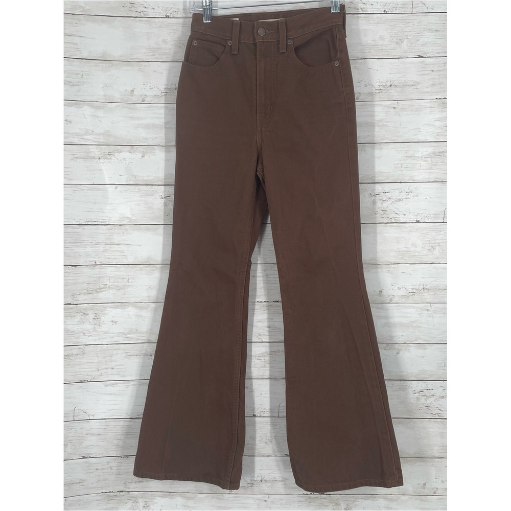 Levi's Premium 70s High Flare Jeans Rich Brown High Rise Size 24 Accent Pockets